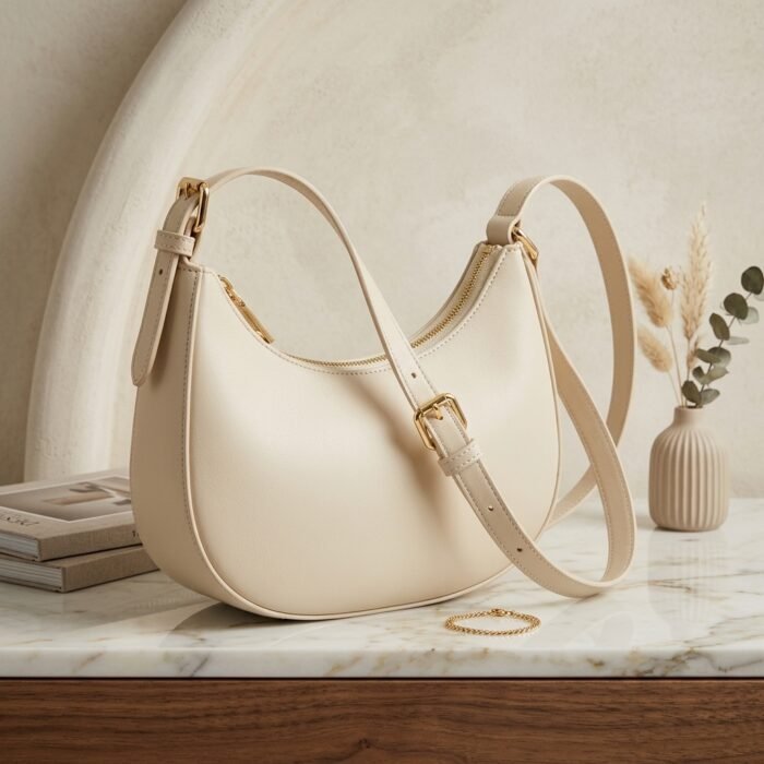 Cream Elegant Shoulder Handbag for Women