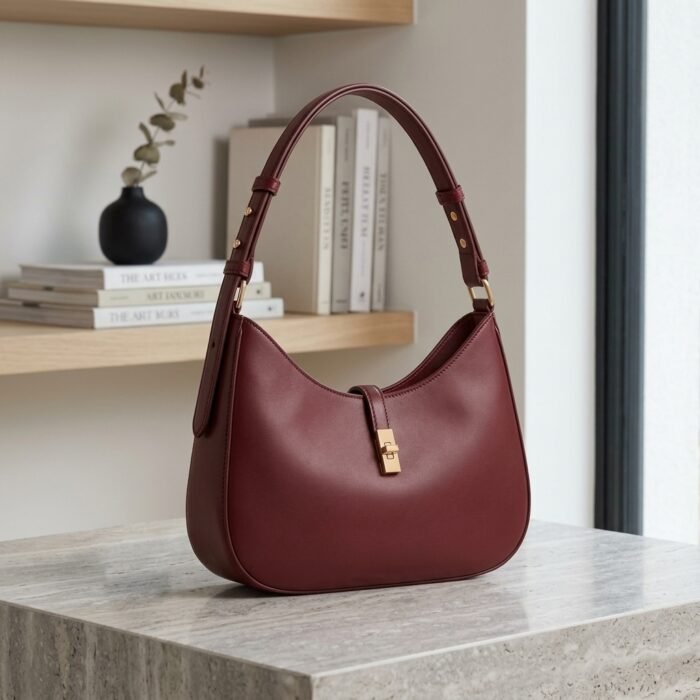 Burgundy Elegant Shoulder Handbag