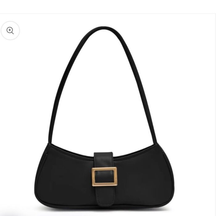 Elegant Black Buckle Shoulder Bag