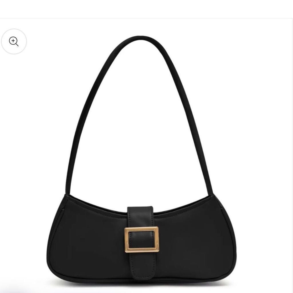 Elegant Black Buckle Shoulder Bag