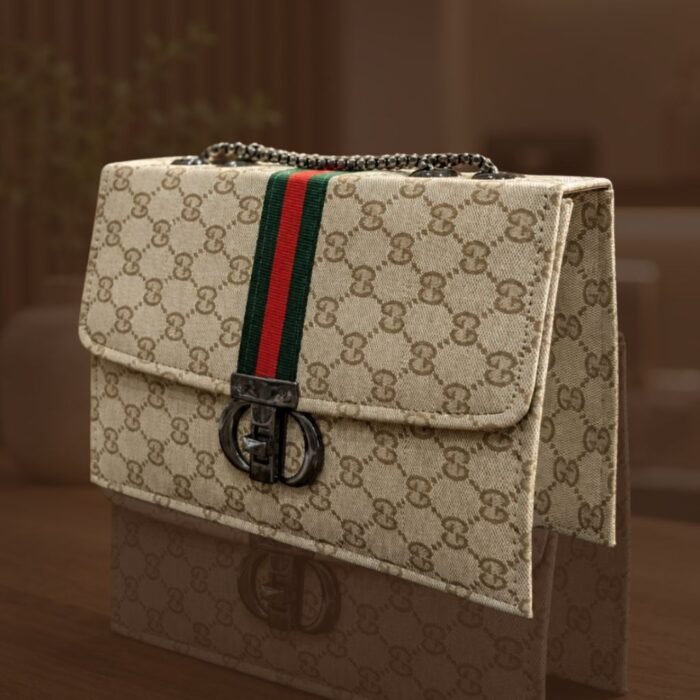Beige Pattern Shoulder Handbag