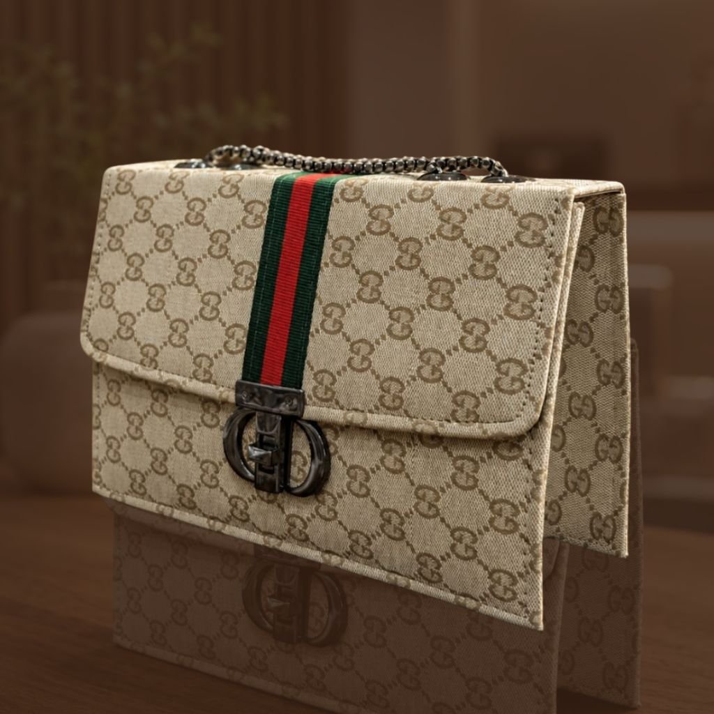 Beige Pattern Shoulder Handbag
