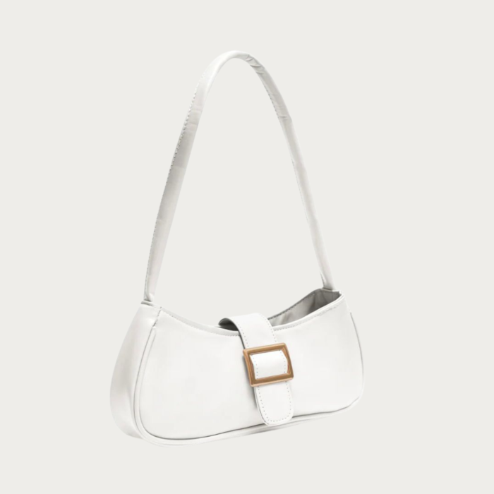 Elegant White Buckle Shoulder Handbag